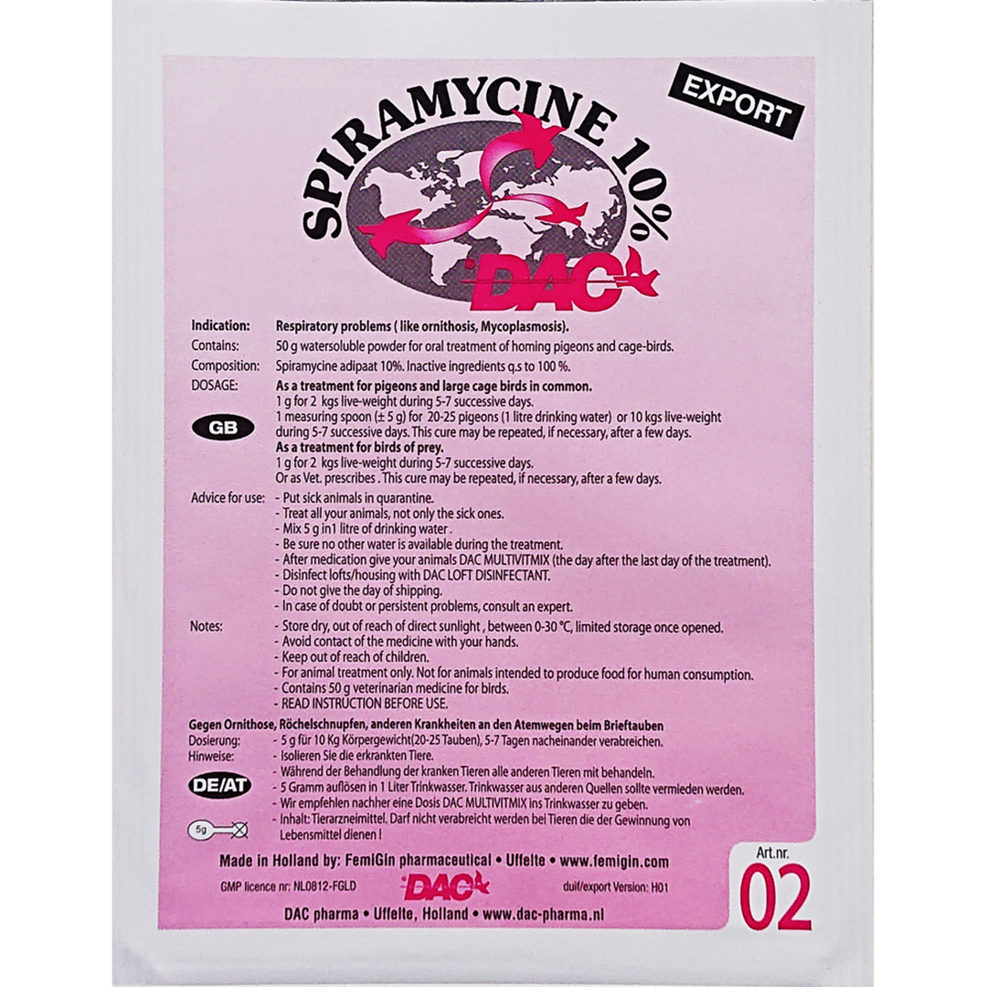 Cdc Spirocy Dac Spiramycine 10% 50 g — Global Pigeon Supplies Inc.