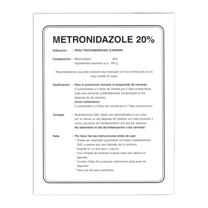 Global Dac Metronidazole 20% 100g
